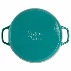 Savory Saffron 6 qt. Enameled Cast Iron Dutch Oven with Lid in Teal by Spice BY TIA MOWRY -Cookware Sales Shop teal dutch ovens 985118376m 66 1000