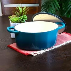 Artisan 7 qt. Oval Cast Iron Nonstick Dutch Oven in Teal Ombre with Lid by Crock-Pot 9 Artisan 7 qt. Oval Cast Iron Nonstick Dutch Oven in Teal Ombre with Lid by Crock-Pot -Cookware Sales Shop teal ombre crock pot dutch ovens 985100762m 1f 1000