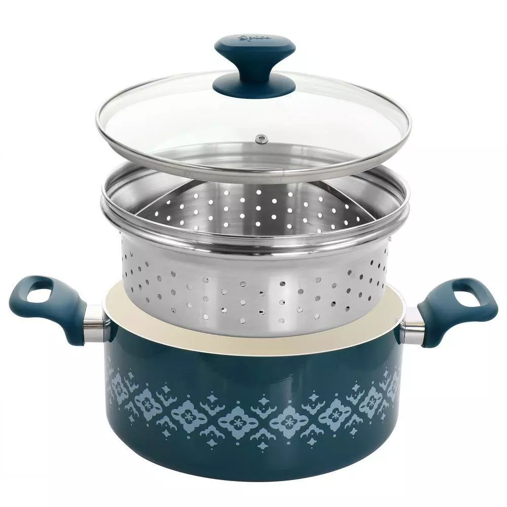 Savory Saffron 16-Piece Ceramic Nonstick Cookware Set in Teal by Spice BY TIA MOWRY 7 Savory Saffron 16-Piece Ceramic Nonstick Cookware Set in Teal by Spice BY TIA MOWRY - Image 5