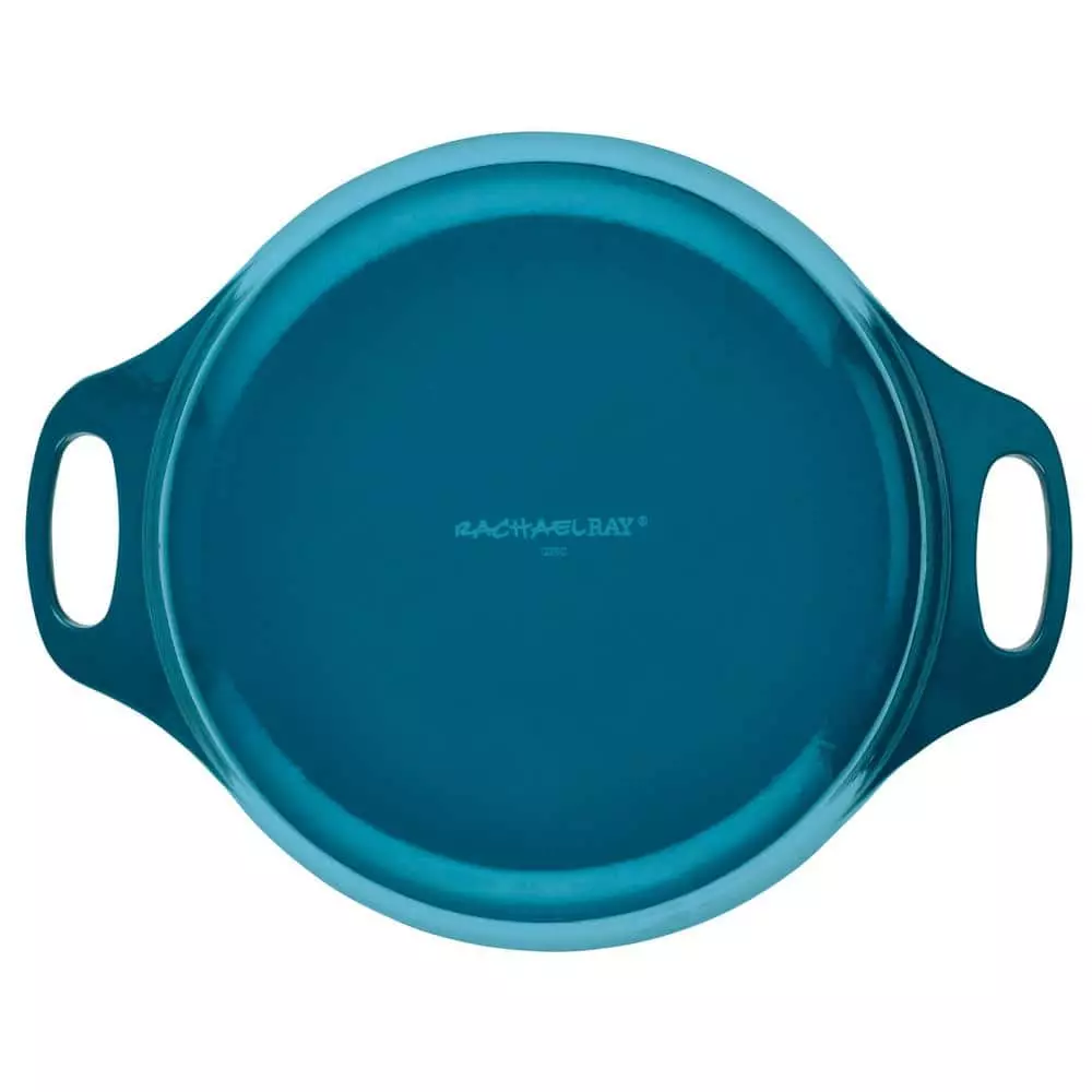 5 qt. Round Teal Enameled Cast Iron Dutch Oven with Lid by Rachael Ray 4 5 qt. Round Teal Enameled Cast Iron Dutch Oven with Lid by Rachael Ray - Image 2