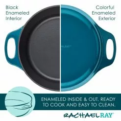 5 qt. Round Teal Enameled Cast Iron Dutch Oven with Lid by Rachael Ray 15 5 qt. Round Teal Enameled Cast Iron Dutch Oven with Lid by Rachael Ray -Cookware Sales Shop teal rachael ray dutch ovens 48324 44 1000