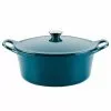 5 qt. Round Teal Enameled Cast Iron Dutch Oven with Lid by Rachael Ray 2 5 qt. Round Teal Enameled Cast Iron Dutch Oven with Lid by Rachael Ray -Cookware Sales Shop teal rachael ray dutch ovens 48324 64 1000