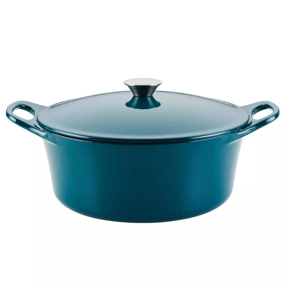 5 qt. Round Teal Enameled Cast Iron Dutch Oven with Lid by Rachael Ray 3 5 qt. Round Teal Enameled Cast Iron Dutch Oven with Lid by Rachael Ray
