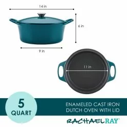 5 qt. Round Teal Enameled Cast Iron Dutch Oven with Lid by Rachael Ray 12 5 qt. Round Teal Enameled Cast Iron Dutch Oven with Lid by Rachael Ray -Cookware Sales Shop teal rachael ray dutch ovens 48324 c3 1000