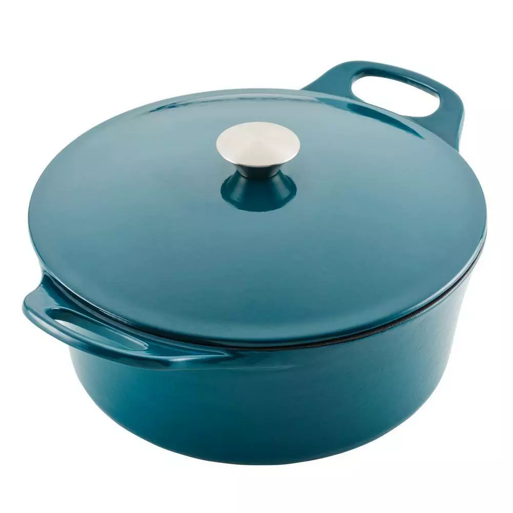 5 qt. Round Teal Enameled Cast Iron Dutch Oven with Lid by Rachael Ray 9 5 qt. Round Teal Enameled Cast Iron Dutch Oven with Lid by Rachael Ray - Image 7