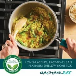 10 in. Aluminum Nonstick Skillet Create Delicious in Teal Shimmer with Glass Lid by Rachael Ray -Cookware Sales Shop teal shimmer rachael ray skillets 12160 44 1000