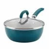 10 in. Aluminum Nonstick Skillet Create Delicious in Teal Shimmer with Glass Lid by Rachael Ray -Cookware Sales Shop teal shimmer rachael ray skillets 12160 64 1000