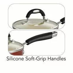 Style Ceramica 1.5 qt. Aluminum Ceramic Nonstick Sauce Pan in Copper with Glass Lid by Tramontina -Cookware Sales Shop tramontina sauce pans 80110 048ds 4f 1000