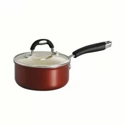 Style Ceramica 1.5 qt. Aluminum Ceramic Nonstick Sauce Pan in Copper with Glass Lid by Tramontina