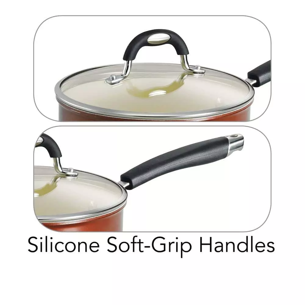 Style Ceramica 3 qt. Aluminum Ceramic Nonstick Sauce Pan in Copper with Glass Lid by Tramontina 6 Style Ceramica 3 qt. Aluminum Ceramic Nonstick Sauce Pan in Copper with Glass Lid by Tramontina - Image 4