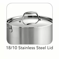 Gourmet Tri-Ply Clad 6 qt. Stainless Steel Sauce Pot with Lid by Tramontina -Cookware Sales Shop tramontina sauce pans 80116 040ds 44 1000