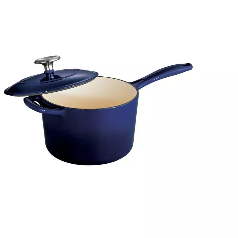 Gourmet 2.5 qt. Enameled Cast Iron Sauce Pan in Gradated Cobalt with Lid by Tramontina 3 Gourmet 2.5 qt. Enameled Cast Iron Sauce Pan in Gradated Cobalt with Lid by Tramontina