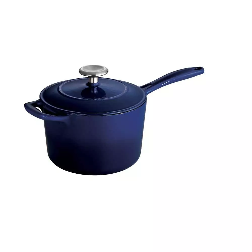 Gourmet 2.5 qt. Enameled Cast Iron Sauce Pan in Gradated Cobalt with Lid by Tramontina 5 Gourmet 2.5 qt. Enameled Cast Iron Sauce Pan in Gradated Cobalt with Lid by Tramontina - Image 3