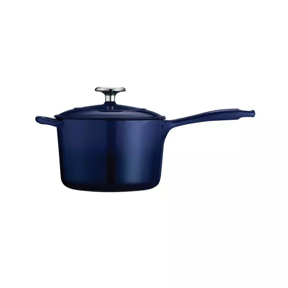 Gourmet 2.5 qt. Enameled Cast Iron Sauce Pan in Gradated Cobalt with Lid by Tramontina 4 Gourmet 2.5 qt. Enameled Cast Iron Sauce Pan in Gradated Cobalt with Lid by Tramontina - Image 2