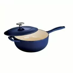 Gourmet 3 qt. Enameled Cast Iron Saucier in Gradated Cobalt with Lid by Tramontina