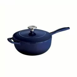 Gourmet 3 qt. Enameled Cast Iron Saucier in Gradated Cobalt with Lid by Tramontina -Cookware Sales Shop tramontina sauce pans 80131 071ds a0 1000