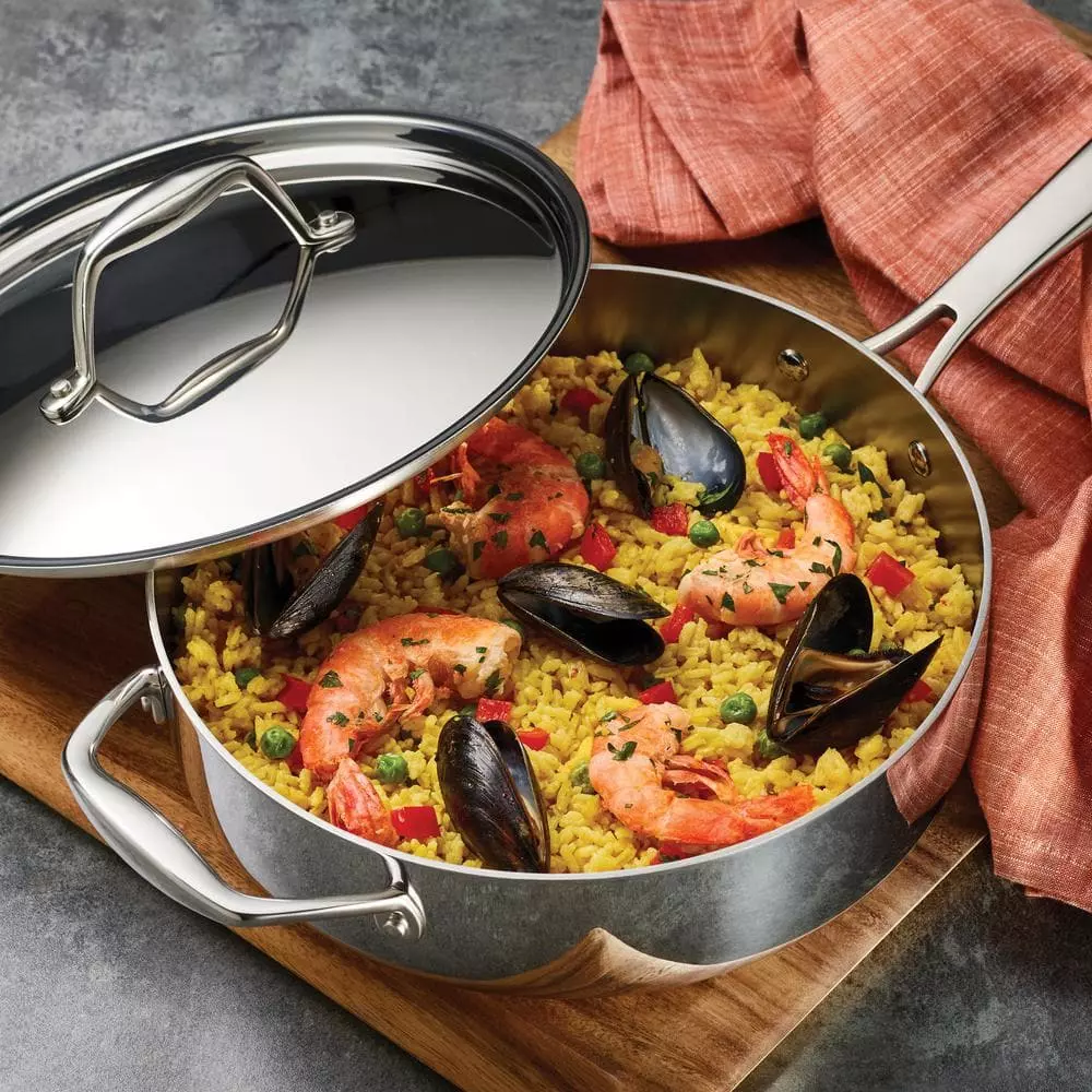 Gourmet Tri-Ply Clad 3 qt. Stainless Steel Saute Pan with Lid by Tramontina 5 Gourmet Tri-Ply Clad 3 qt. Stainless Steel Saute Pan with Lid by Tramontina - Image 3