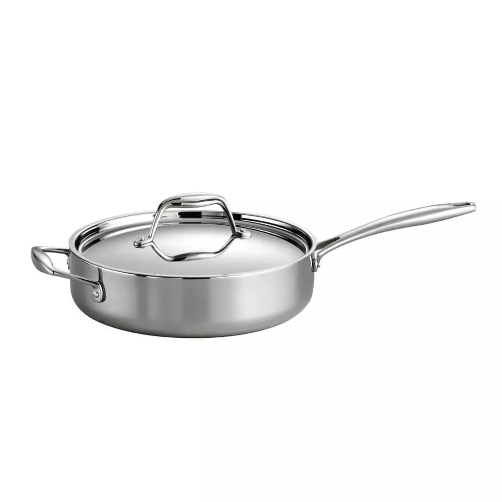 Gourmet Tri-Ply Clad 3 qt. Stainless Steel Saute Pan with Lid by Tramontina 3 Gourmet Tri-Ply Clad 3 qt. Stainless Steel Saute Pan with Lid by Tramontina