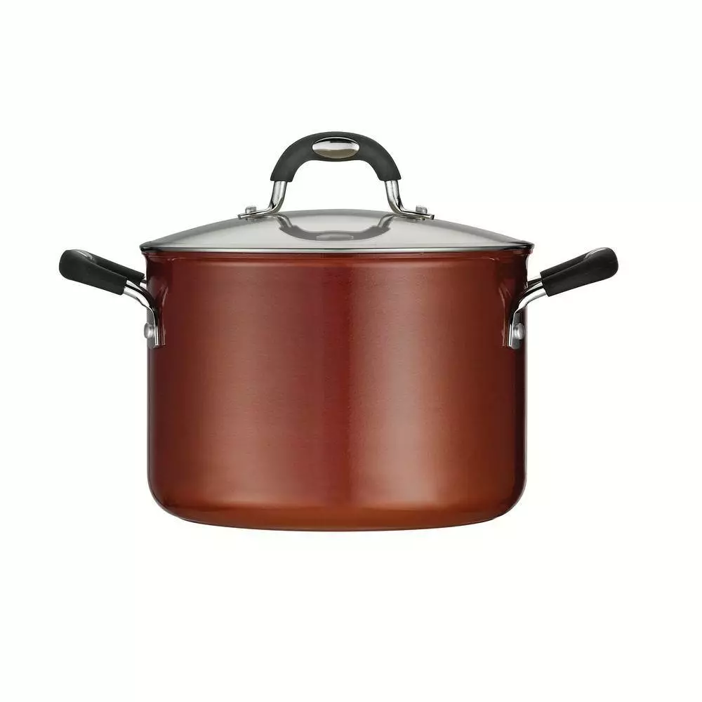 Style Ceramica 6 qt. Aluminum Ceramic Nonstick Stock Pot in Copper with Glass Lid by Tramontina 4 Style Ceramica 6 qt. Aluminum Ceramic Nonstick Stock Pot in Copper with Glass Lid by Tramontina - Image 2