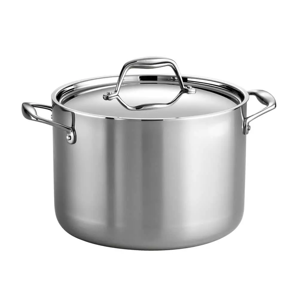 Gourmet Tri-Ply Clad 8 qt. Stainless Steel Stock Pot with Lid by Tramontina 3 Gourmet Tri-Ply Clad 8 qt. Stainless Steel Stock Pot with Lid by Tramontina