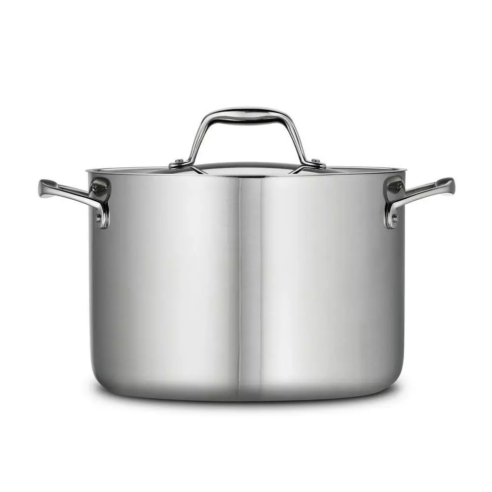 Gourmet Tri-Ply Clad 8 qt. Stainless Steel Stock Pot with Lid by Tramontina 4 Gourmet Tri-Ply Clad 8 qt. Stainless Steel Stock Pot with Lid by Tramontina - Image 2