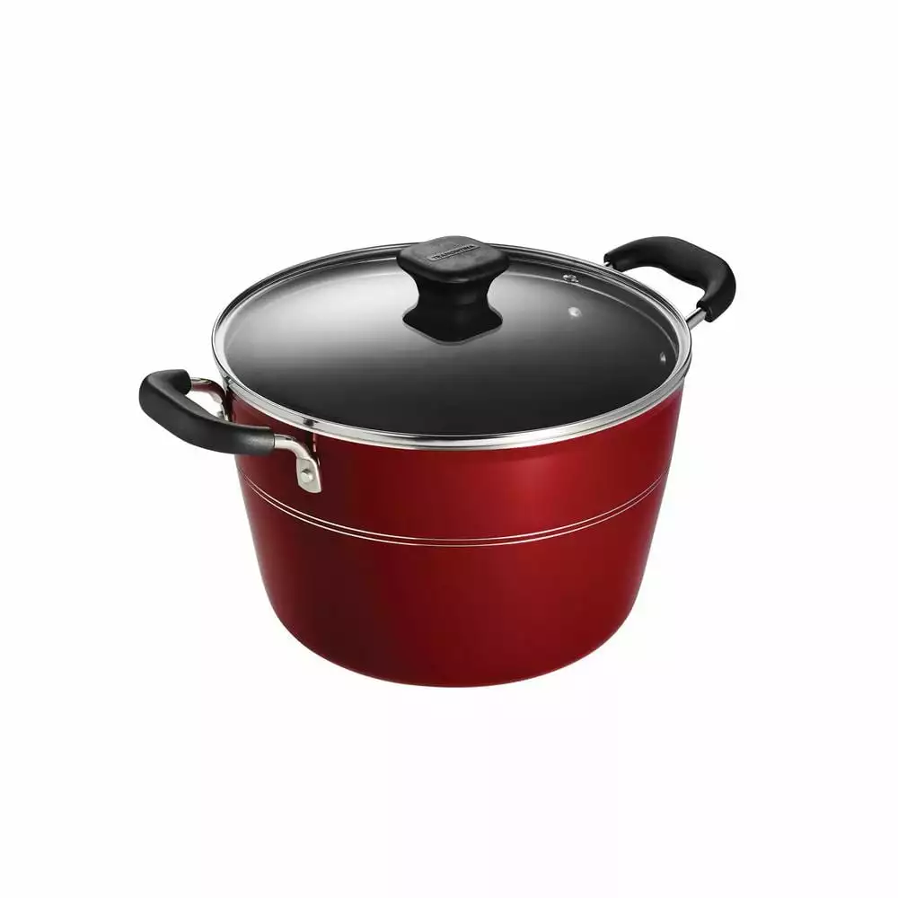 Sicilia 8 qt. Aluminum Nonstick Covered Stock Pot in Raspberry by Tramontina 3 Sicilia 8 qt. Aluminum Nonstick Covered Stock Pot in Raspberry by Tramontina