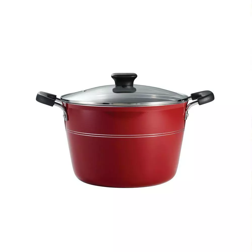 Sicilia 8 qt. Aluminum Nonstick Covered Stock Pot in Raspberry by Tramontina 4 Sicilia 8 qt. Aluminum Nonstick Covered Stock Pot in Raspberry by Tramontina - Image 2