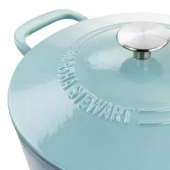 7 qt. Round Turquoise Enameled Cast Iron Dutch Oven with Lid by MARTHA STEWART 13 7 qt. Round Turquoise Enameled Cast Iron Dutch Oven with Lid by MARTHA STEWART -Cookware Sales Shop turquoise dutch ovens 985117931m 44 1000