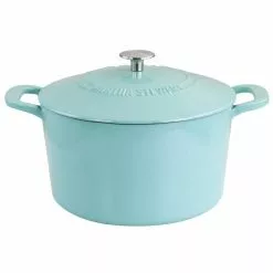 7 qt. Round Turquoise Enameled Cast Iron Dutch Oven with Lid by MARTHA STEWART