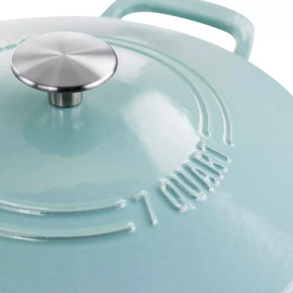 7 qt. Round Turquoise Enameled Cast Iron Dutch Oven with Lid by MARTHA STEWART 8 7 qt. Round Turquoise Enameled Cast Iron Dutch Oven with Lid by MARTHA STEWART - Image 6