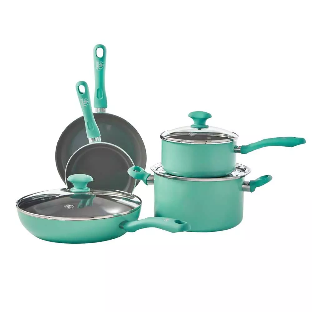 Diamond 13-Piece Aluminum Ceramic Nonstick Cookware Set in Turquoise by GreenLife 4 Diamond 13-Piece Aluminum Ceramic Nonstick Cookware Set in Turquoise by GreenLife - Image 2