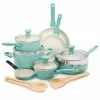 Rio Healthy Ceramic Nonstick 16 Piece Cookware Pots and Pans Set in Turquoise by GreenPan -Cookware Sales Shop turquoise greenpan pot pan sets cc002482 001 64 1000
