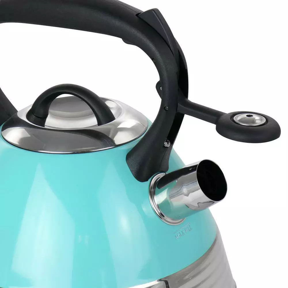 10-Cup Stainless Steel Whistling Tea Kettle in Turquoise by Mr. Coffee 8 10-Cup Stainless Steel Whistling Tea Kettle in Turquoise by Mr. Coffee - Image 6