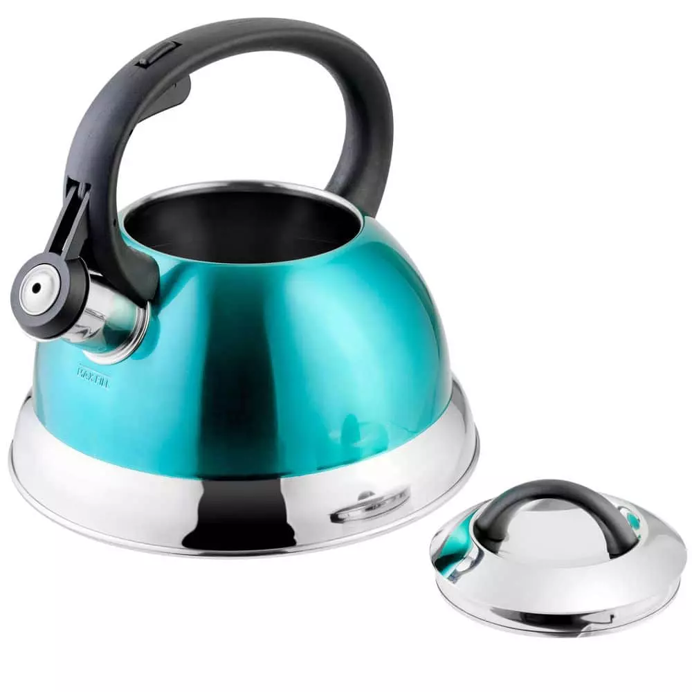Flintshire 1.75 Qt. 7-Cup Stainless Steel Whistling Stovetop Tea Kettle in Turquoise by Mr. Coffee 6 Flintshire 1.75 Qt. 7-Cup Stainless Steel Whistling Stovetop Tea Kettle in Turquoise by Mr. Coffee - Image 4