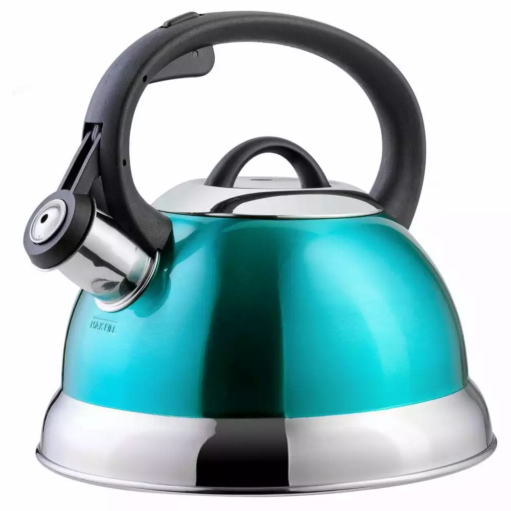 Flintshire 1.75 Qt. 7-Cup Stainless Steel Whistling Stovetop Tea Kettle in Turquoise by Mr. Coffee 3 Flintshire 1.75 Qt. 7-Cup Stainless Steel Whistling Stovetop Tea Kettle in Turquoise by Mr. Coffee
