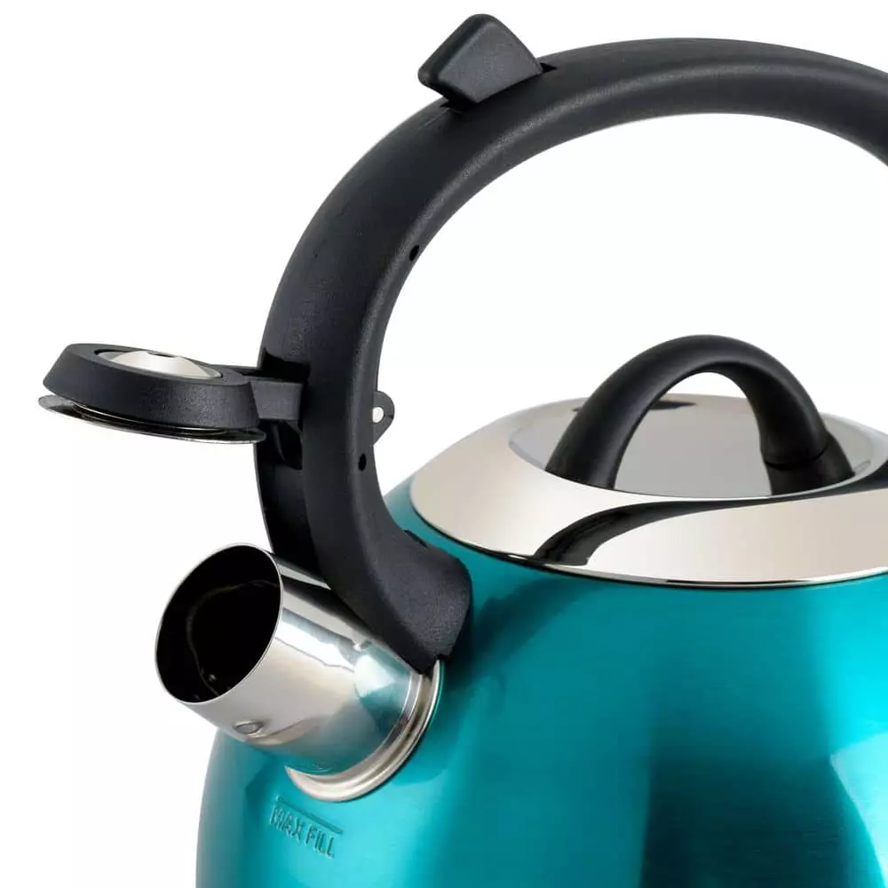 Flintshire 1.75 Qt. 7-Cup Stainless Steel Whistling Stovetop Tea Kettle in Turquoise by Mr. Coffee 5 Flintshire 1.75 Qt. 7-Cup Stainless Steel Whistling Stovetop Tea Kettle in Turquoise by Mr. Coffee - Image 3