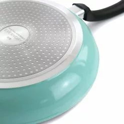 Everyday 11 in. Nonstick Aluminum Frying Pan in Turquoise by MARTHA STEWART -Cookware Sales Shop turquoise skillets 985117290m 44 1000