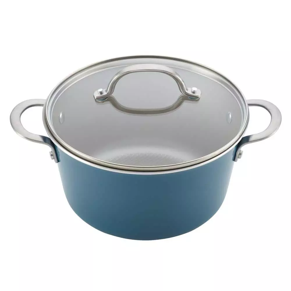 Ayesha Home Collection Porcelain Enamel Nonstick Cookware Set, 10-Piece, Twilight Teal by Ayesha Curry 11 Ayesha Home Collection Porcelain Enamel Nonstick Cookware Set, 10-Piece, Twilight Teal by Ayesha Curry - Image 9