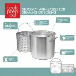 64 qt. Aluminum Cooking Stock Pot with Basket for Steaming Tamales Seafood Crawfish Boiler with Lid by Unbranded -Cookware Sales Shop unbranded stock pots cpes 4477 76 1000