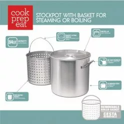 84 qt. Aluminum Cooking Stock Pot with Basket for Steaming Tamales Seafood Crawfish Boiler with Lid by Unbranded -Cookware Sales Shop unbranded stock pots cpes 4478 76 1000