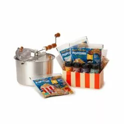 6 qt. Aluminum Stovetop Popcorn Popper with Seasoning Sampler Starter Box by Wabash Valley Farms