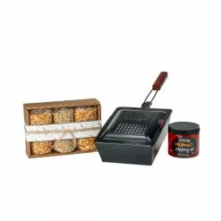 3 qt. Aluminum Traditional Shake and Pop Outdoor Popcorn Popper with Old Time Farmers Favorite Set and Coconut Oil by Wabash Valley Farms