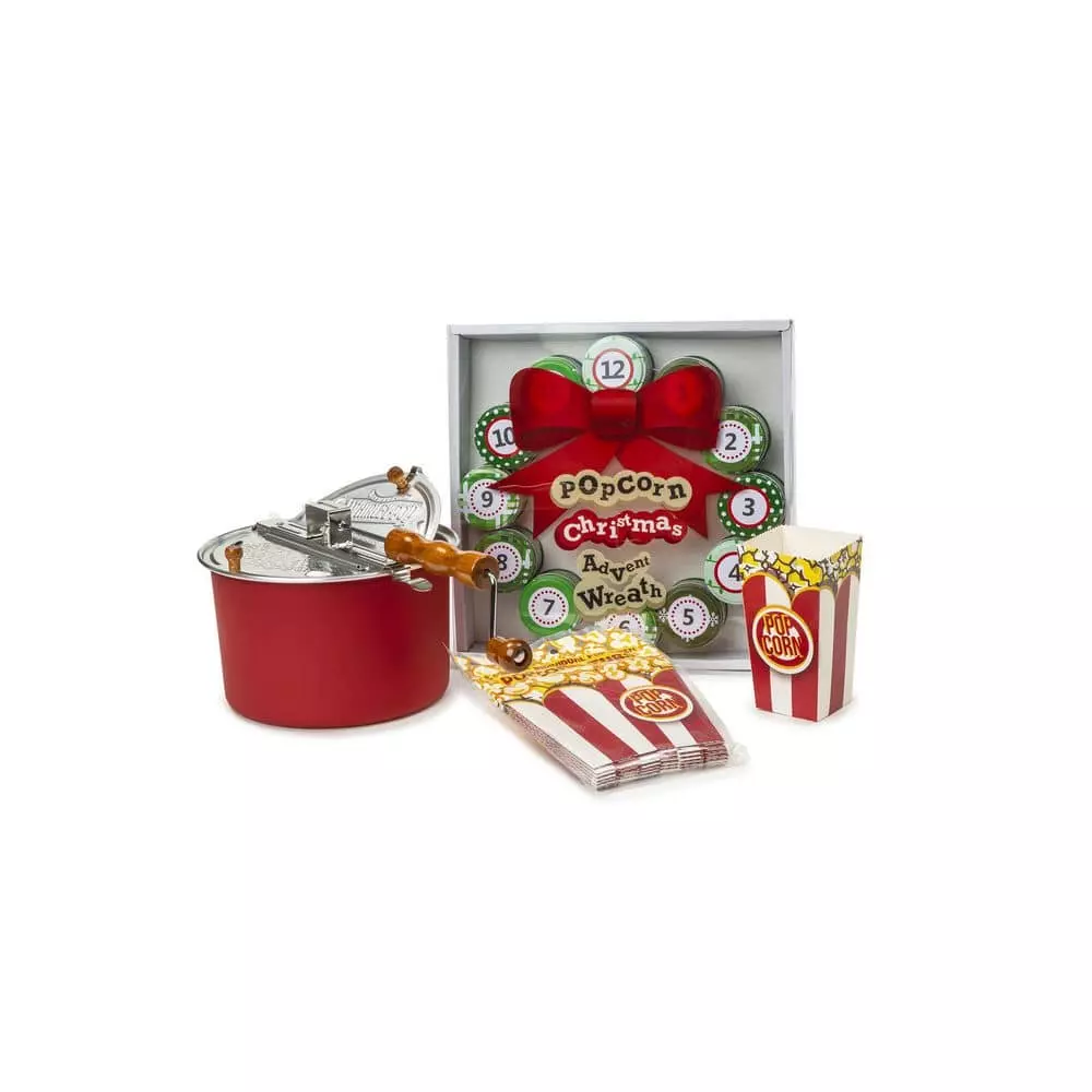 6 qt. Aluminum Red Stovetop Popcorn Popper with 12-Days of Popcorn Christmas Advent Calendar and Pop Open Tubs by Wabash Valley Farms 3 6 qt. Aluminum Red Stovetop Popcorn Popper with 12-Days of Popcorn Christmas Advent Calendar and Pop Open Tubs by Wabash Valley Farms