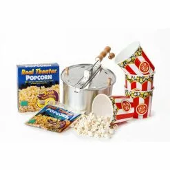 10-Piece Aluminum Silver Stovetop Popcorn Popper Set with Popcorn and Tubs by Whirley Pop