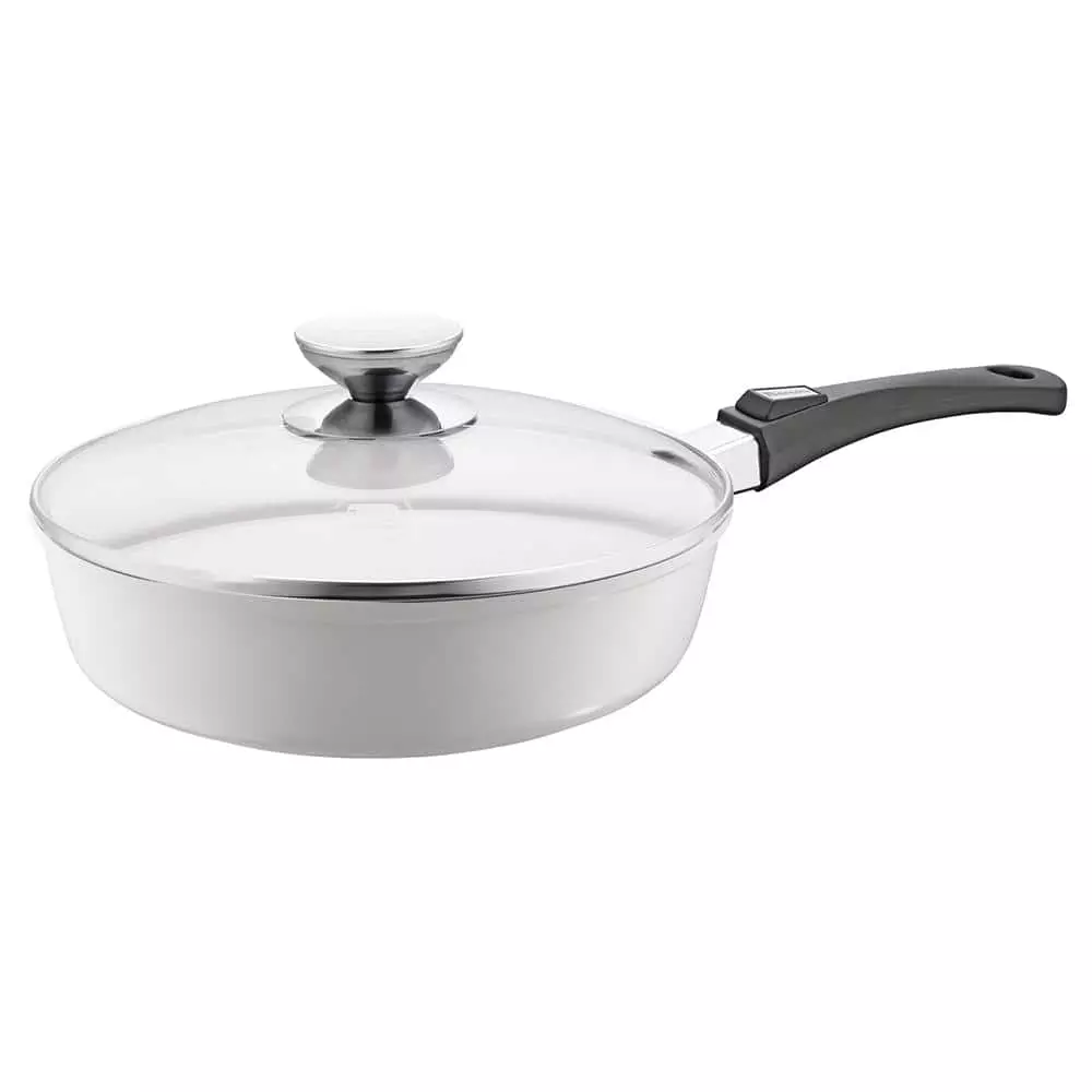 Vario Click Pearl 4 qt. Cast Aluminum Ceramic Nonstick Saute Pan in White with Glass Lid by Berndes 3 Vario Click Pearl 4 qt. Cast Aluminum Ceramic Nonstick Saute Pan in White with Glass Lid by Berndes