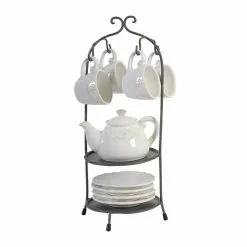 4-Cup White, Dark Bronze Porcelain Teapots by A & B Home