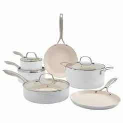 Monaco 10-Piece White Aluminum Non-Stick Cookware Set by Denmark