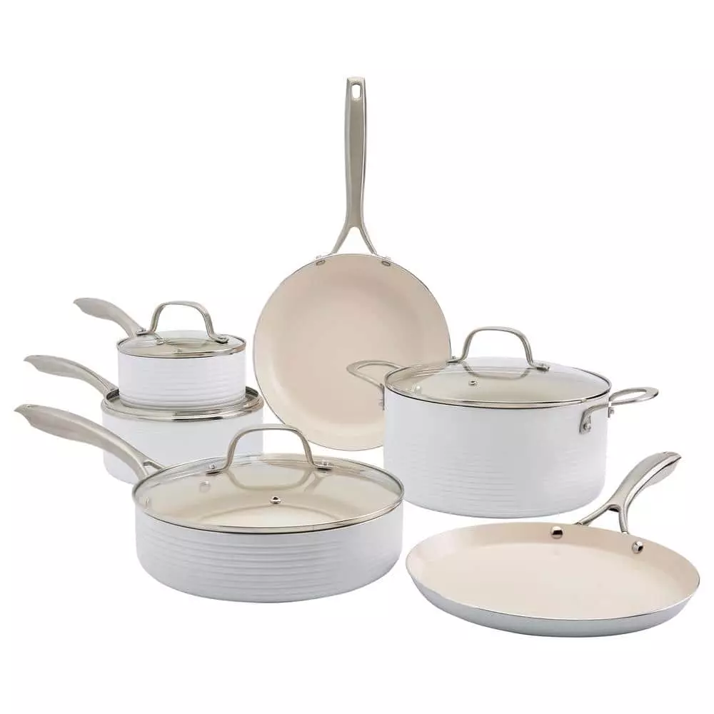 Monaco 10-Piece White Aluminum Non-Stick Cookware Set by Denmark 3 Monaco 10-Piece White Aluminum Non-Stick Cookware Set by Denmark
