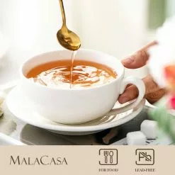 White Porcelain Teapot 11 Ounce Tea for One Set 1 Piece Teacup and Saucer by MALACASA 11 White Porcelain Teapot 11 Ounce Tea for One Set 1 Piece Teacup and Saucer by MALACASA -Cookware Sales Shop white malacasa tea kettles sweet time 009 4f 1000