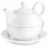 White Porcelain Teapot 11 Ounce Tea for One Set 1 Piece Teacup and Saucer by MALACASA -Cookware Sales Shop white malacasa tea kettles sweet time 009 64 1000